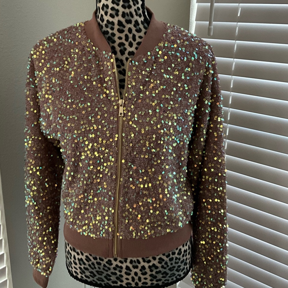 NWT - Women’s Champagne Sequin Bomber Jacket (Small - Large)